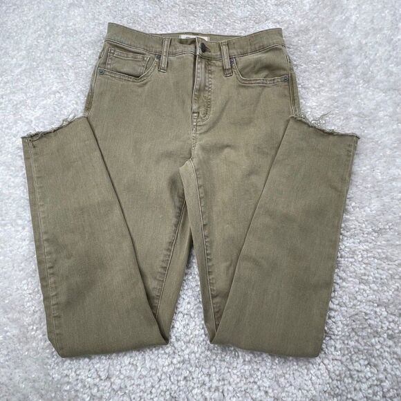 Madewell 9" High Rise Skinny Jean Green Raw Hem - Picture 7 of 14